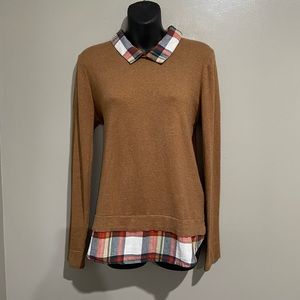 J Crew Tartan Woven Collared Sweater